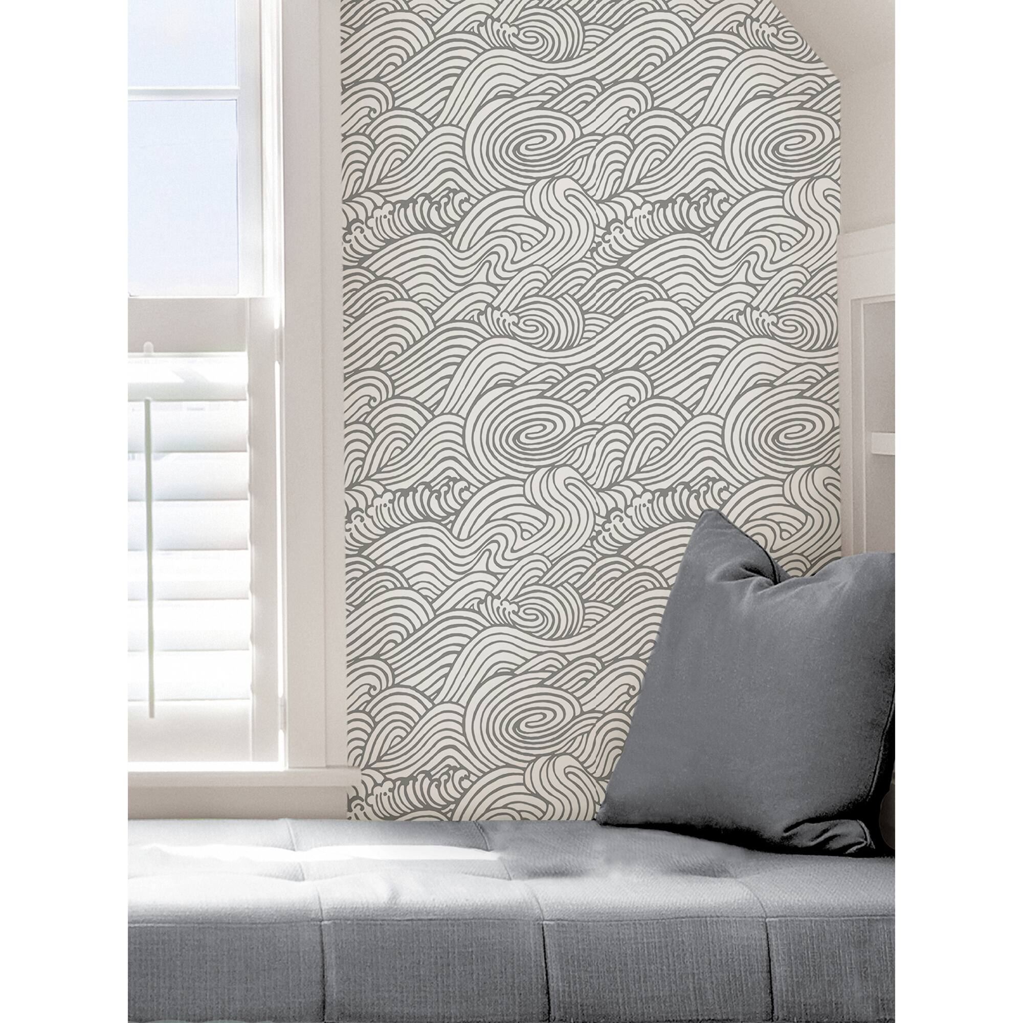 NuWallpaper Gray Saybrook Peel & Stick Wallpaper
